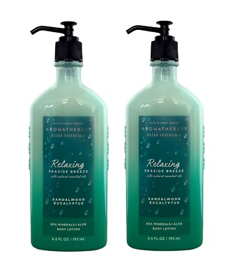 2 Pack Bath & Body Works RELAXING SEASIDE BREEZE Aromatherapy Body Lotion 6.5 oz