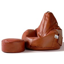 Bean Bag Chair Footstool Cover Without Beans Faux Leather Size 4XL Tan Brown