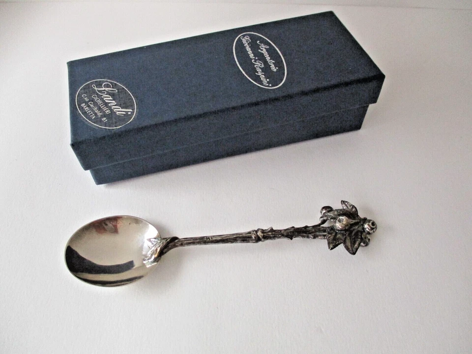 Giovanni Raspini argento 800 piccolo cucchiaio con bacche g 30,7 - Immagine 4 di 4