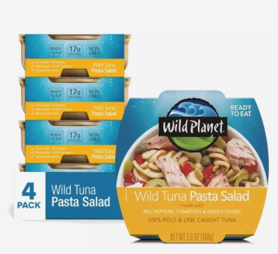 Wild Planet Ready-To-Eat Wild Tuna Pasta Salad Organic Red Peppers (Pack of 4)