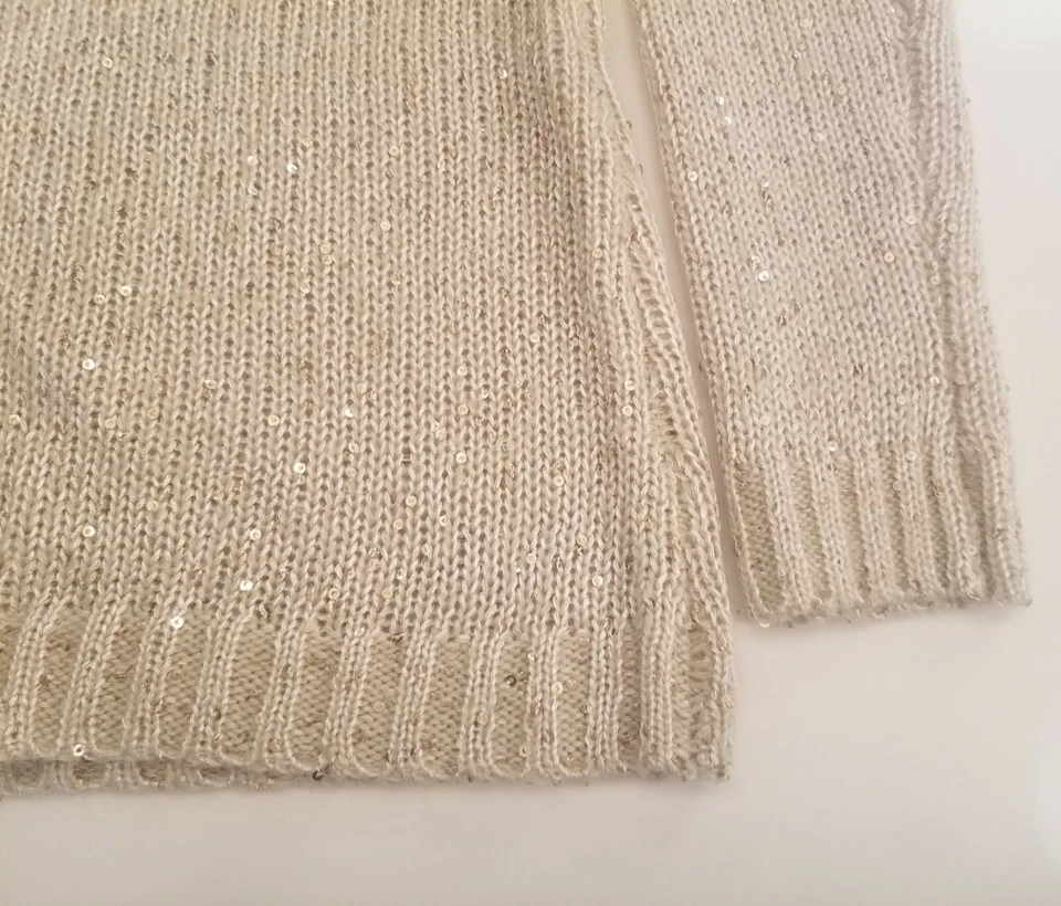 Suéter Grande Rue 21 Tejido Dorado Manga Larga Lentejuelas Suéter 25% Lana De Colección Foto 3 de 4