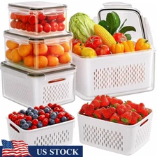 5-Pack Leakproof Fruit Storage Containers W/ Removable Colanders Fresh Produce