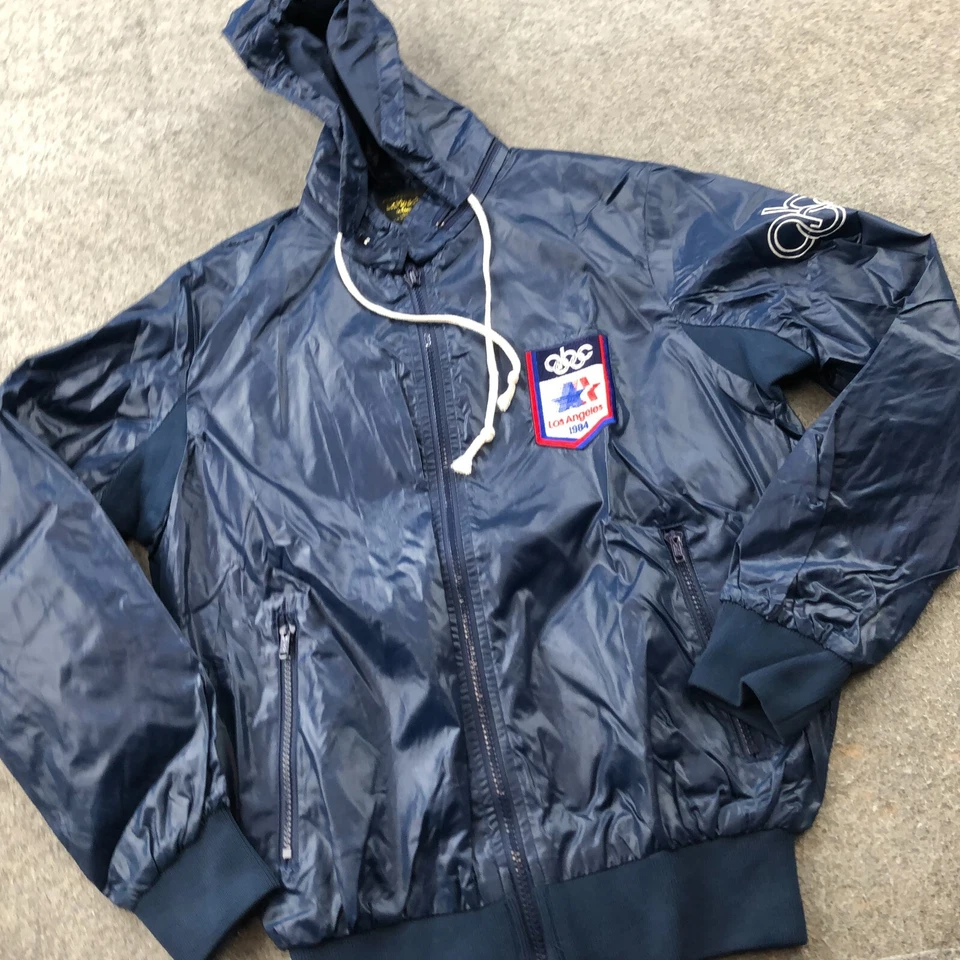 Vintage Olympics Jacket Mens Small Blue 1984 Windbreaker Embroidered Logo ABC - Image 3 of 4