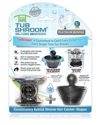 TubShroom Chrome Strainer Hair Catcher Drain Protector with StopShroom for Tub