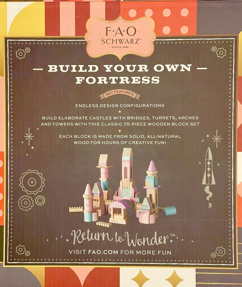 Bloques de construcción de madera FAO Schwarz Princess Castle colores pastel 75 piezas NUEVO Foto 4 de 4