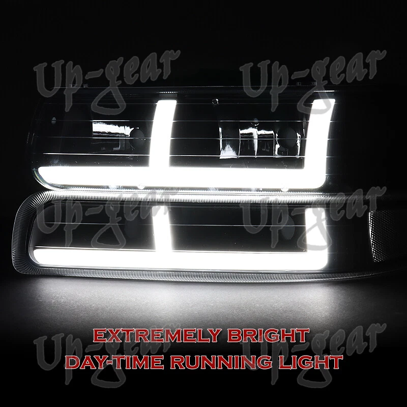 Faros LED cromados + parachoques 4 piezas para Chevy Silverado 1500 2500 G2 DRL 1999-2002 Foto 4 de 4