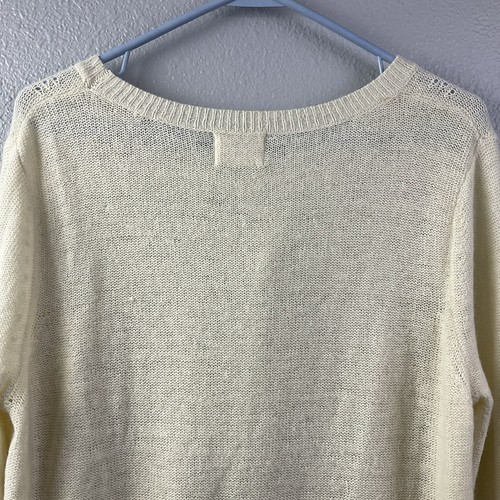 NWOT Pins & Needles Anthropologie Angora Wool Sweater Cream Gold Studs Holiday L - Picture 7 of 9