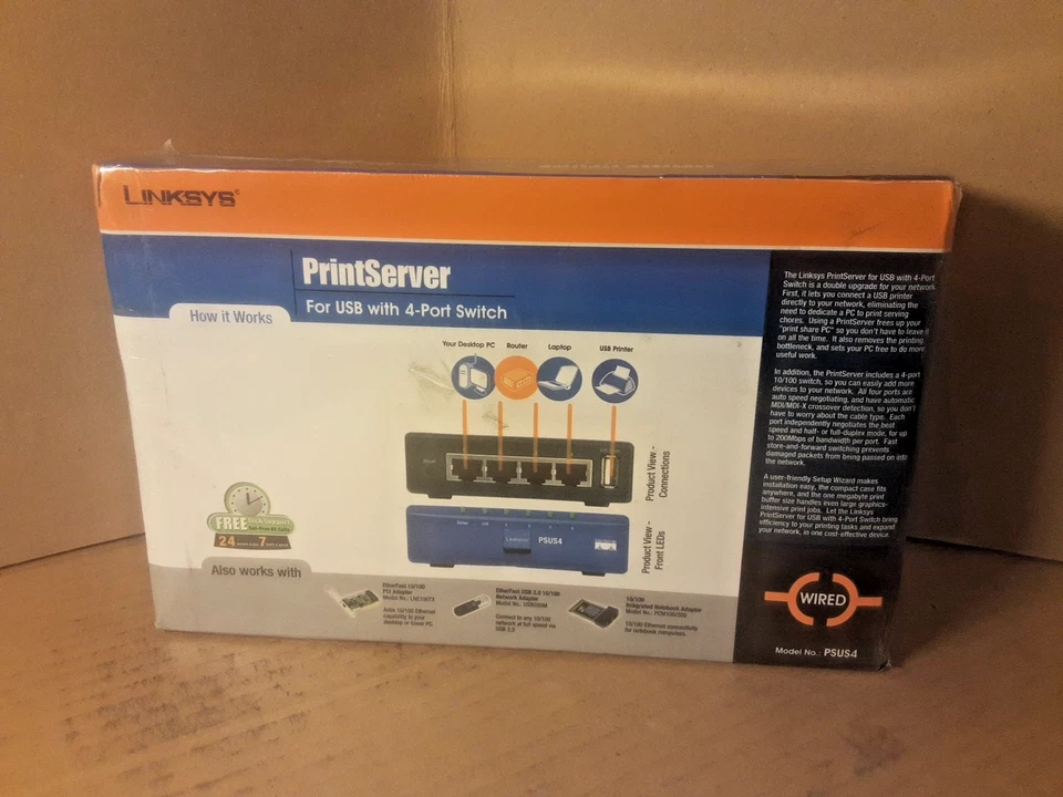 Brand New Cisco Linksys PSUS4 USB Print Server with 4-Port Switch( 745883557790) - Image 4 of 4