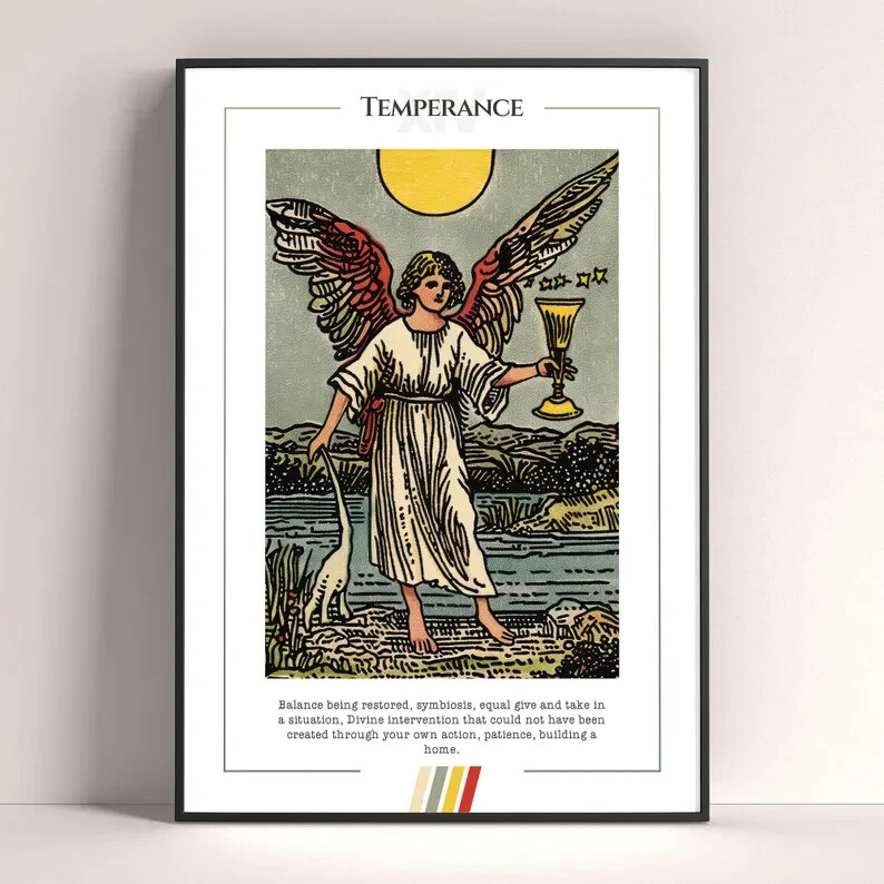 Temperance Tarot Card Art Print Digital Download Poster