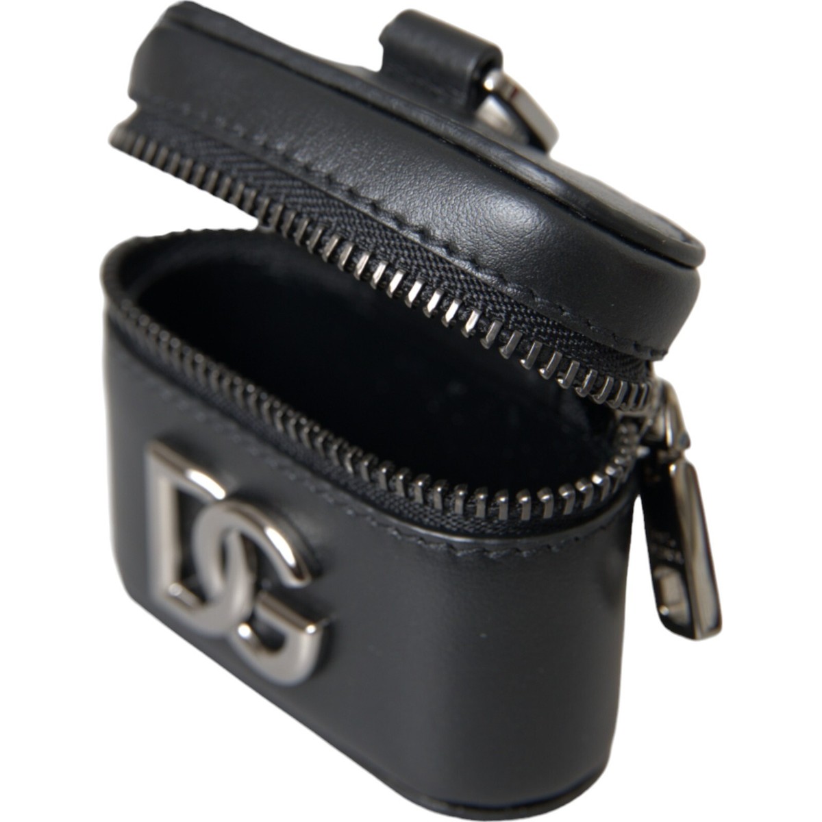 希少 DOLCE&GABBANA ドルガバ DG ロゴ ショルダー AIRPODS CASE DOLCE & GABBANA Airpods Case Black DG Logo Leather Silver