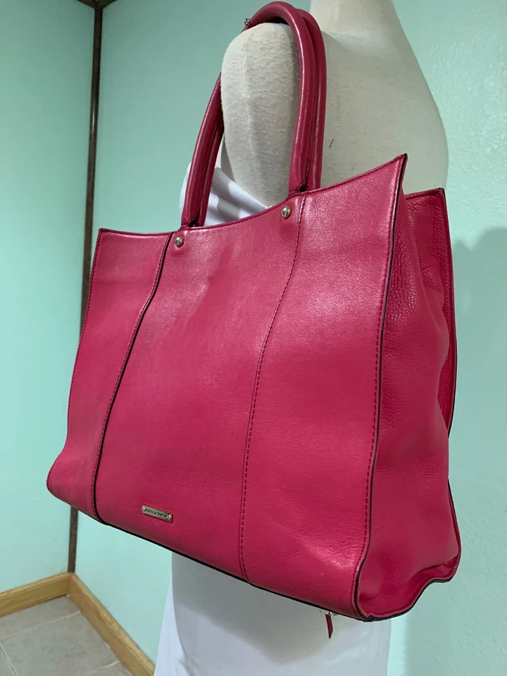 Rebecca Minkoff Pink Leather MAB Large Tote Shoulder Bag Portfolio Auth - Image 3 of 4