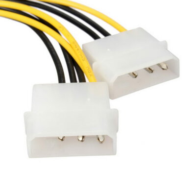 Dual 4 Pin Molex IDE to 8 Pin PCI Express Power Cable PCI-E Adapter
