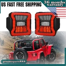 Rear LED Tail Lights For 07-18 Jeep Wrangler JK JKU Brake Reverse Turn Lamps Red