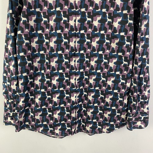 Hugo Boss Slim Fit Stretch Dress Shirt Mens 16 Purple Multicolor - Picture 3 of 13