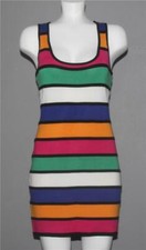 Wetseal Colorful Wide Stripes Knit Sleeveless Bodycon Dress Wm L Appears Unworn