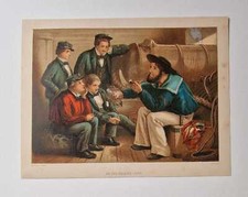 W. DICKES An Old Sailor's Yarn (c.1881 Colour Print)