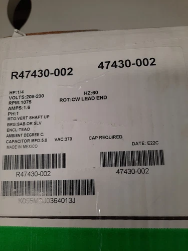 ALLIED/LENNOX/DUCANE/ARMSTRONG MOTOR- R47430-002 - 1/4HP 208/230V - 1075RPM