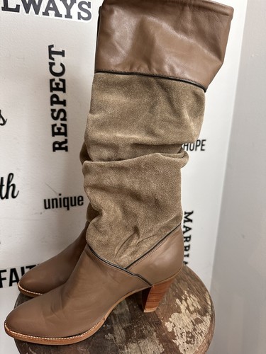 Vintage Womens Taupe Dingo Leather Suede Boots Size 8M #7844 New Without Box - Picture 2 of 7