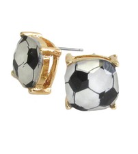 Sports Theme Black White Soccer Ball Stud Earrings for Women