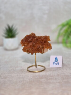 Kristall Quarz Cluster Natur Mandarine Brasilien Hämatoid Ständer 97g Sammlung  