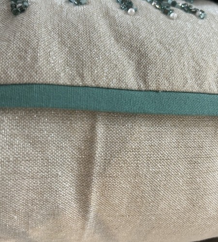 Coastal Collection Beaded PIllow Decorative Beach Turquoise Beige New w/Tag - Picture 6 of 10