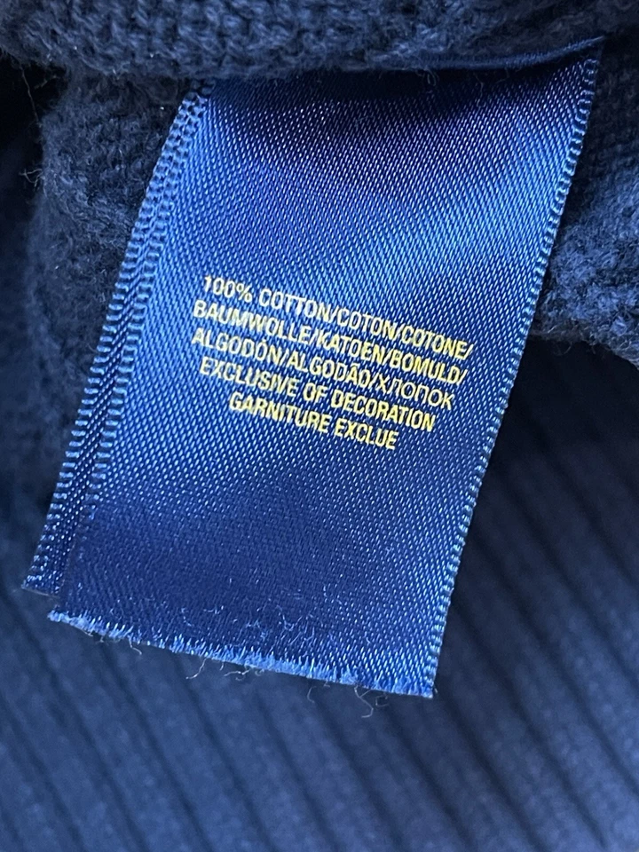 Polo por Ralph Lauren Suéter Chaleco Niños Talla L 14-16 Azul Marino Tejido con Cable Algodón Foto 4 de 4