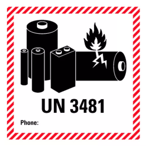 Aufkleber Kennzeichnung für Lithium Batterien "UN3481" Schild Folie | 5-40cm - Bild 1 von 1