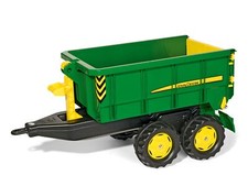 Rolly Toys Anhänger John Deere für Tretfahrzeuge, Zweiachsanhänger, Kippfunktion