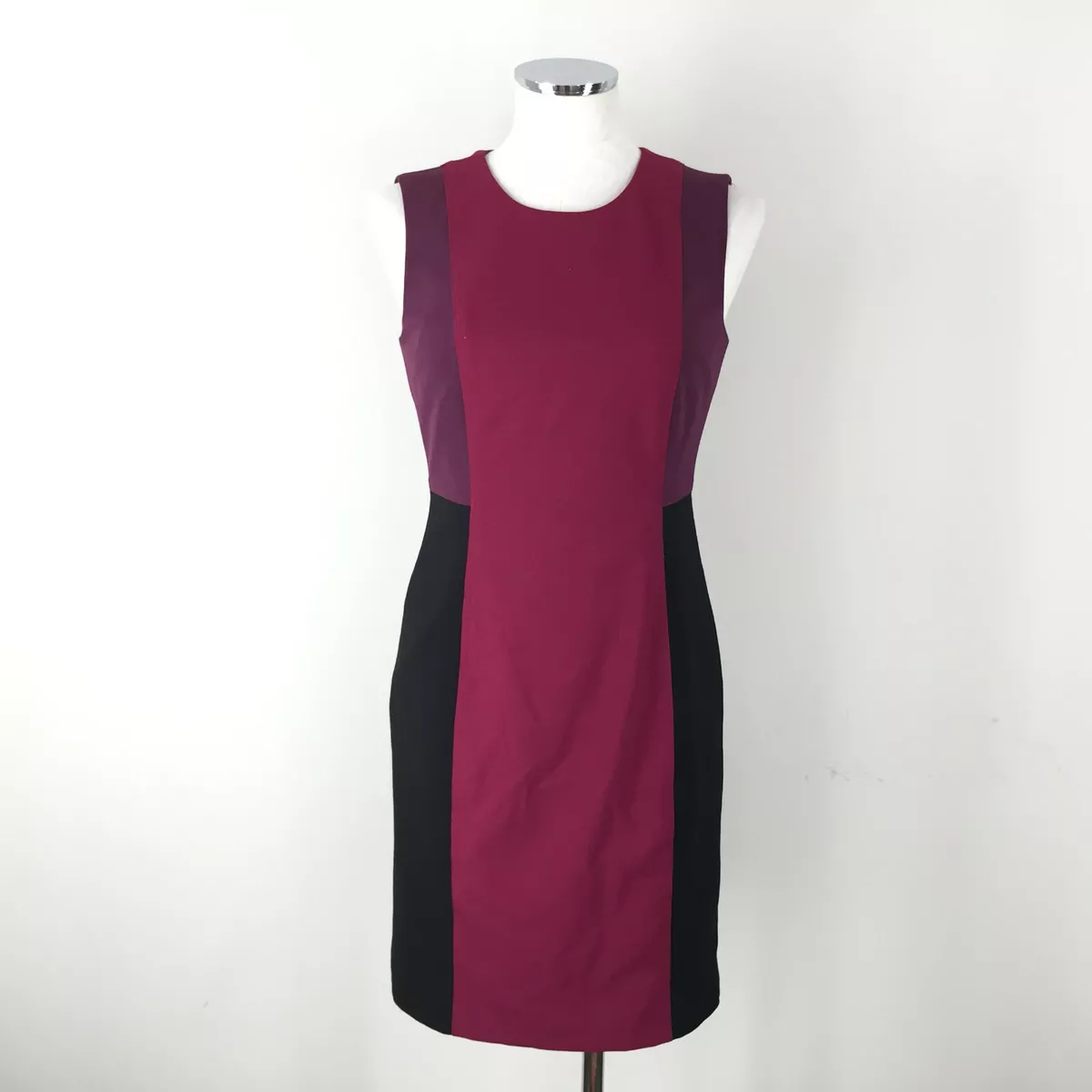 Calvin Klein Xs 2 4 Burgundy Black Purple Colorblock Dress