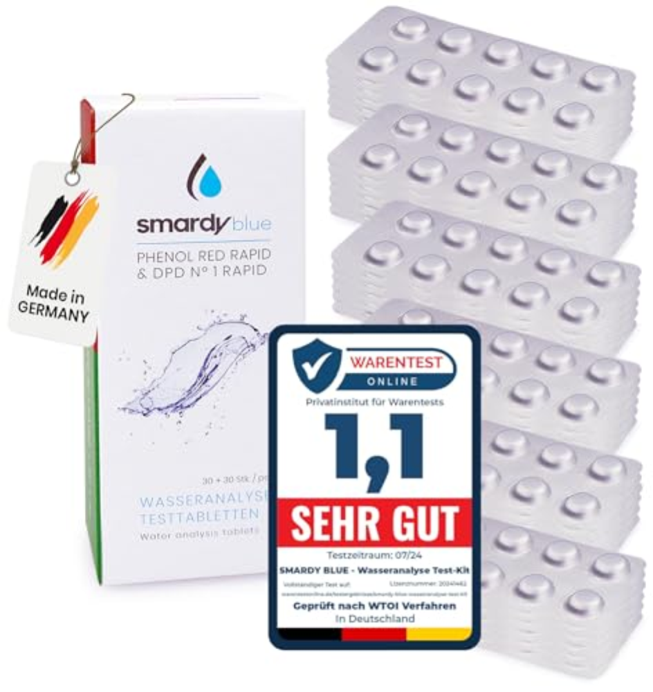 smardy 360 Pastiglie per Test Rapidi 180x Phenol Red (Valore pH) e 180x DPD1 (Cl