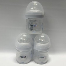  3-Count Philips Avent Natural Baby Bottle Clear PLASTIC 4oz 0 Months NEW PACK