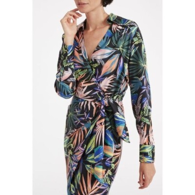 Milly Jordan Tropical Palm Print Wrap Dress | eBay
