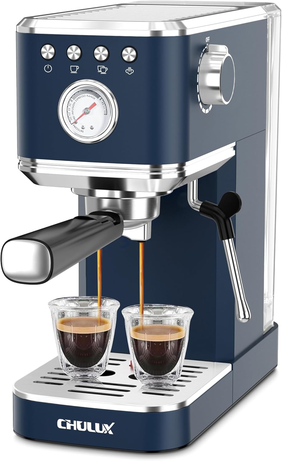 Slim Espresso Machine with Milk Frother Steam Wand, 20 Bar P