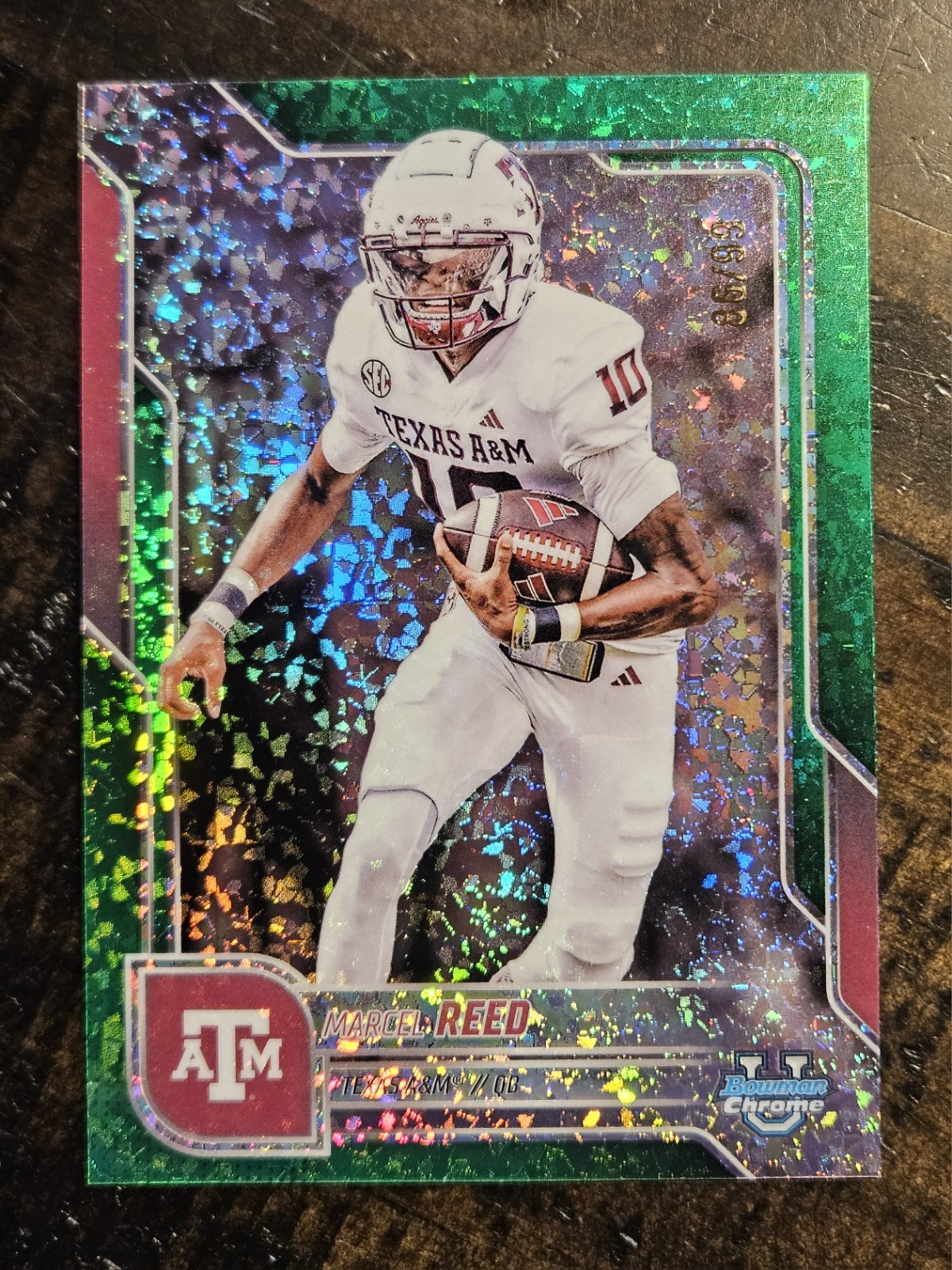 MARCEL REED RC /99 | 2025 Bowman U Chrome #133 | Green Mini Diamond | Texas A&M