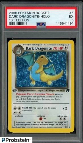 2000 Pokemon Rocket 1st Edition #5 Dark Dragonite Holo PSA 5 EX