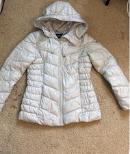 GUESS Los Angeles Womens White Hooded Puffer ...