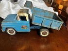 VTG 60’s Blue  Metal Tonka Hydraulic Dump Truck. Dually & Double Headlights