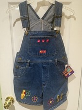 Winnie the Pooh Girls Blue Denim Short Overalls