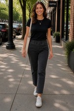 EILEEN FISHER Made In USA Jeans Leggings Women PS Denim Stretch Straight Cropped