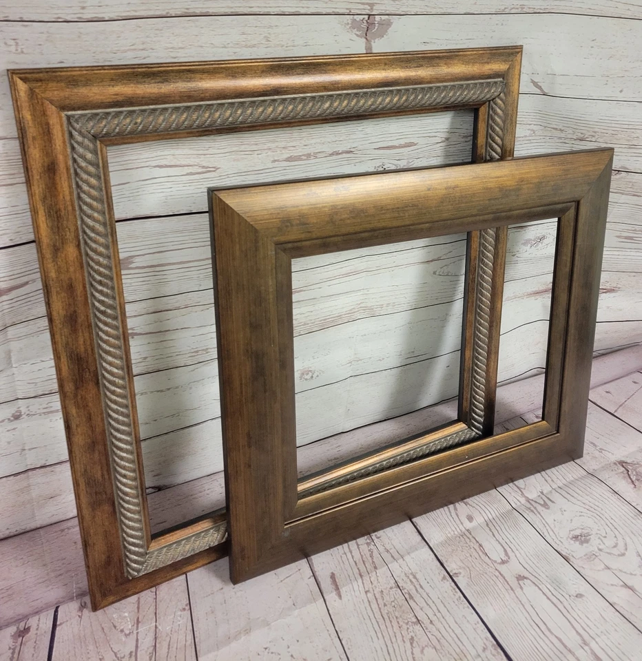 Lote de 2 marcos de fotos vintage ornamentados galería arte de pared decoración estética marrón Foto 2 de 4