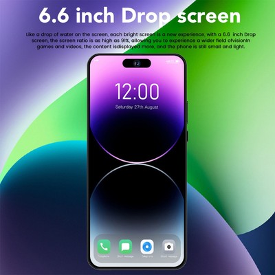 I14promax Smartphone For Andr-oid 10.0 6.6in Screen 4GLTE 5GWiFi 4GB RAM 64GB FY