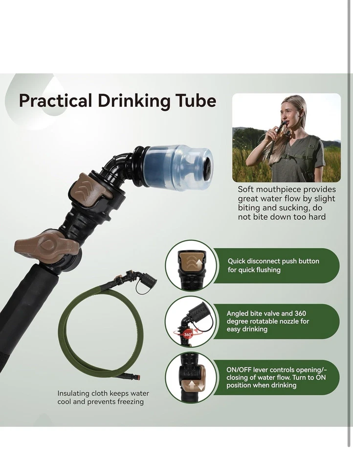 Vejiga de hidratación TPU táctica 2L/2,5L/3L, bolsa de depósito de agua ultra duradera... Foto 4 de 4