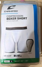 Champro, Adult Men's Dri-Gear Compression Boxer Shorts With Cup, BPS14A NEW