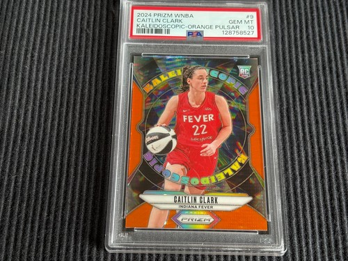 Caitlin Clark [Orange Pulsar] #9 2024 Panini Prizm WNBA Kaleidoscopic card