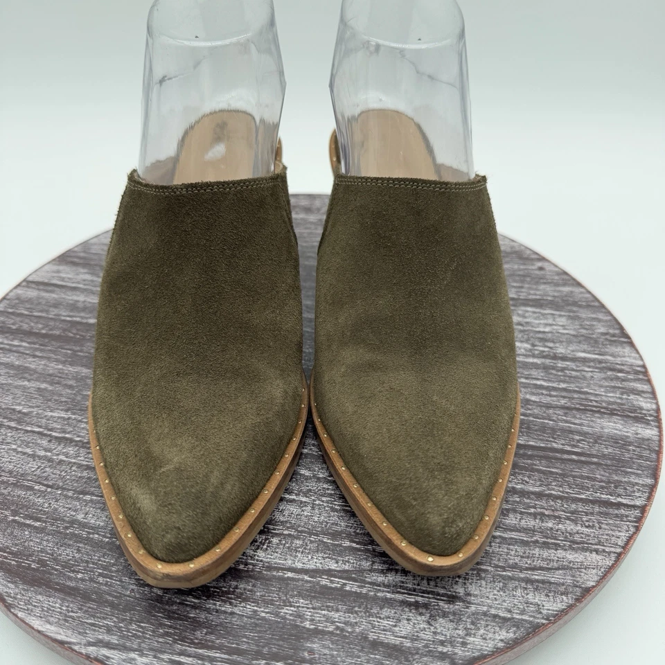 Zapatos sin cordones Anthropologie Mules para mujer 37 EE. UU. 6,5 cuero gamuza genuino verde Foto 4 de 4