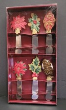 Set of 6 Knives Holiday Cheese  Butter Spreader Set Christmas.