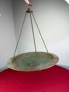 Original Collectible Smith & Hawken Turkey Made Brass Hanging Bowl Plant Holder