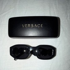 Versace Square Oversized Black Sunglasses Gold Medusa Detail Women Designer