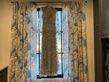 Mac Duggal 11165 Blue Queen Anne Lace Long Sleeve V-Neck Trumpet Gown Sz 6 NEW