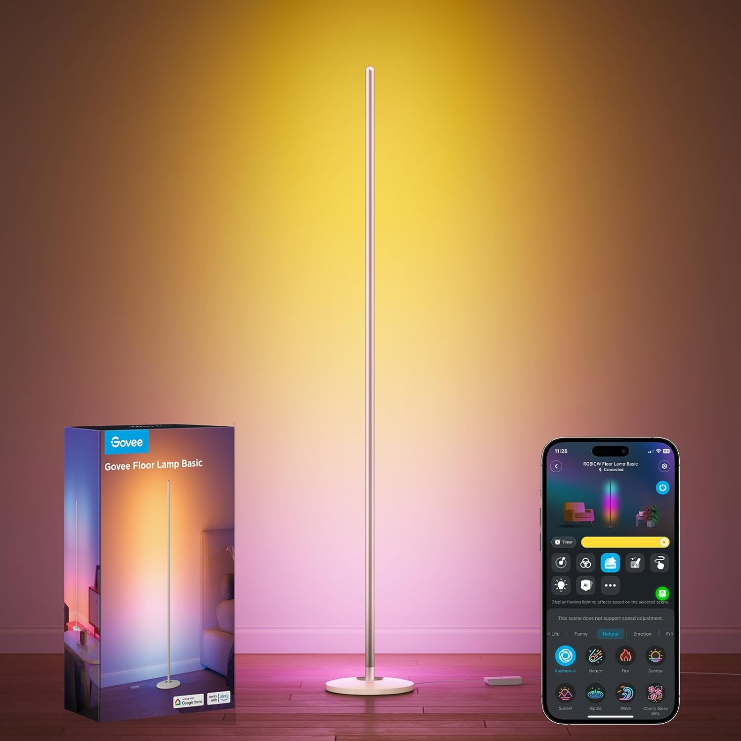 Govee RGBIC Floor Lamp Basic, LED Corner Lamp Works with Alexa, Smart Modern Flo